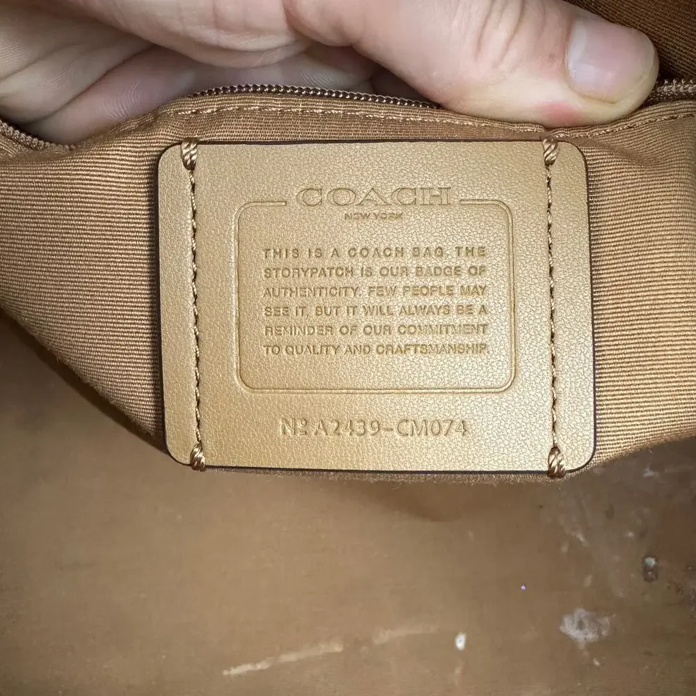 COACH CM074 Meadow Bag Tote Shoulder Bag Pebbled Brown Leather Purse Dual Straps - Picture 14 of 16